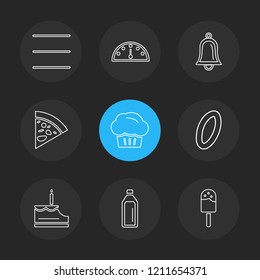 Set of 9 icons, for web, internet, mobile apps, interface design: business, finance, shopping, communication, fitness, computer, media, transportation, travel, easter, christmas, summer, device