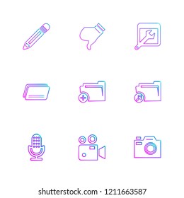 Set of 9 icons, for web, internet, mobile apps, interface design: business, finance, shopping, communication, fitness, computer, media, transportation, travel, easter, christmas, summer, device