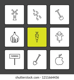 Set of 9 icons, for web, internet, mobile apps, interface design: business, finance, shopping, communication, fitness, computer, media, transportation, travel, easter, christmas, summer, device