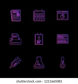 Set of 9 icons, for web, internet, mobile apps, interface design: business, finance, shopping, communication, fitness, computer, media, transportation, travel, easter, christmas, summer, device
