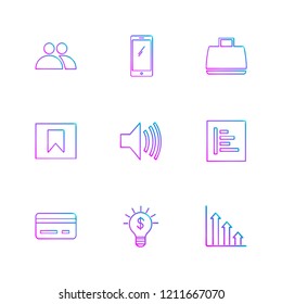 Set of 9 icons, for web, internet, mobile apps, interface design: business, finance, shopping, communication, fitness, computer, media, transportation, travel, easter, christmas, summer, device