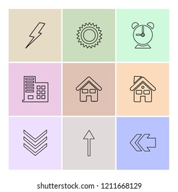 Set of 9 icons, for web, internet, mobile apps, interface design: business, finance, shopping, communication, fitness, computer, media, transportation, travel, easter, christmas, summer, device