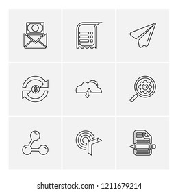 Set of 9 icons, for web, internet, mobile apps, interface design: business, finance, shopping, communication, fitness, computer, media, transportation, travel, easter, christmas, summer, device