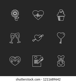 Set of 9 icons, for web, internet, mobile apps, interface design: business, finance, shopping, communication, fitness, computer, media, transportation, travel, easter, christmas, summer, device