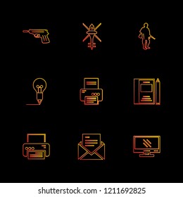 Set of 9 icons, for web, internet, mobile apps, interface design: business, finance, shopping, communication, fitness, computer, media, transportation, travel, easter, christmas, summer, device