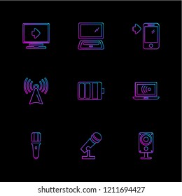 Set of 9 icons, for web, internet, mobile apps, interface design: business, finance, shopping, communication, fitness, computer, media, transportation, travel, easter, christmas, summer, device