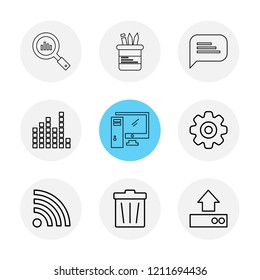 Set of 9 icons, for web, internet, mobile apps, interface design: business, finance, shopping, communication, fitness, computer, media, transportation, travel, easter, christmas, summer, device