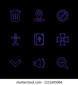 Set of 9 icons, for web, internet, mobile apps, interface design: business, finance, shopping, communication, fitness, computer, media, transportation, travel, easter, christmas, summer, device