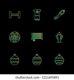 Set of 9 icons, for web, internet, mobile apps, interface design: business, finance, shopping, communication, fitness, computer, media, transportation, travel, easter, christmas, summer, device