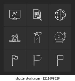 Set of 9 icons, for web, internet, mobile apps, interface design: business, finance, shopping, communication, fitness, computer, media, transportation, travel, easter, christmas, summer, device