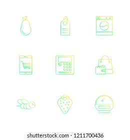 Set of 9 icons, for web, internet, mobile apps, interface design: business, finance, shopping, communication, fitness, computer, media, transportation, travel, easter, christmas, summer, device
