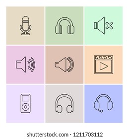 Set of 9 icons, for web, internet, mobile apps, interface design: business, finance, shopping, communication, fitness, computer, media, transportation, travel, easter, christmas, summer, device