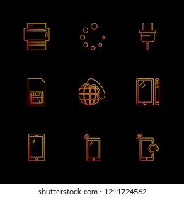 Set of 9 icons, for web, internet, mobile apps, interface design: business, finance, shopping, communication, fitness, computer, media, transportation, travel, easter, christmas, summer, device