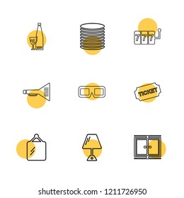 Set of 9 icons, for web, internet, mobile apps, interface design: business, finance, shopping, communication, fitness, computer, media, transportation, travel, easter, christmas, summer, device