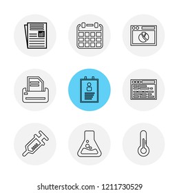 Set of 9 icons, for web, internet, mobile apps, interface design: business, finance, shopping, communication, fitness, computer, media, transportation, travel, easter, christmas, summer, device