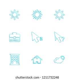Set of 9 icons, for web, internet, mobile apps, interface design: business, finance, shopping, communication, fitness, computer, media, transportation, travel, easter, christmas, summer, device