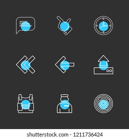 Set of 9 icons, for web, internet, mobile apps, interface design: business, finance, shopping, communication, fitness, computer, media, transportation, travel, easter, christmas, summer, device