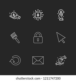 Set of 9 icons, for web, internet, mobile apps, interface design: business, finance, shopping, communication, fitness, computer, media, transportation, travel, easter, christmas, summer, device
