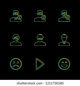 Set of 9 icons, for web, internet, mobile apps, interface design: business, finance, shopping, communication, fitness, computer, media, transportation, travel, easter, christmas, summer, device