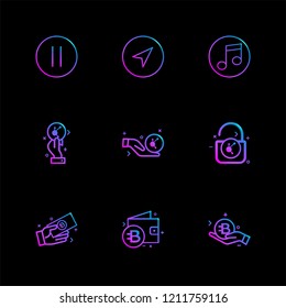 Set of 9 icons, for web, internet, mobile apps, interface design: business, finance, shopping, communication, fitness, computer, media, transportation, travel, easter, christmas, summer, device
