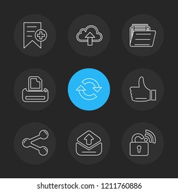 Set of 9 icons, for web, internet, mobile apps, interface design: business, finance, shopping, communication, fitness, computer, media, transportation, travel, easter, christmas, summer, device