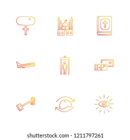 Set of 9 icons, for web, internet, mobile apps, interface design: business, finance, shopping, communication, fitness, computer, media, transportation, travel, easter, christmas, summer, device