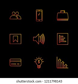 Set of 9 icons, for web, internet, mobile apps, interface design: business, finance, shopping, communication, fitness, computer, media, transportation, travel, easter, christmas, summer, device