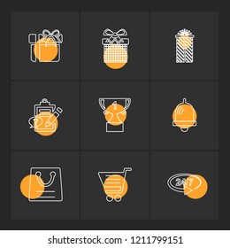 Set of 9 icons, for web, internet, mobile apps, interface design: business, finance, shopping, communication, fitness, computer, media, transportation, travel, easter, christmas, summer, device