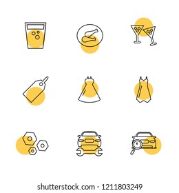 Set of 9 icons, for web, internet, mobile apps, interface design: business, finance, shopping, communication, fitness, computer, media, transportation, travel, easter, christmas, summer, device