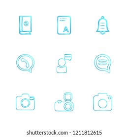 Set of 9 icons, for web, internet, mobile apps, interface design: business, finance, shopping, communication, fitness, computer, media, transportation, travel, easter, christmas, summer, device