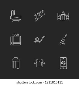 Set of 9 icons, for web, internet, mobile apps, interface design: business, finance, shopping, communication, fitness, computer, media, transportation, travel, easter, christmas, summer, device
