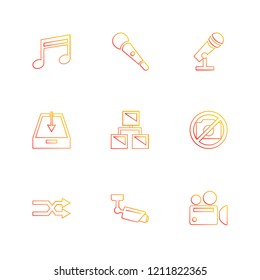 Set of 9 icons, for web, internet, mobile apps, interface design: business, finance, shopping, communication, fitness, computer, media, transportation, travel, easter, christmas, summer, device