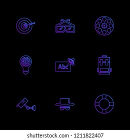 Set of 9 icons, for web, internet, mobile apps, interface design: business, finance, shopping, communication, fitness, computer, media, transportation, travel, easter, christmas, summer, device