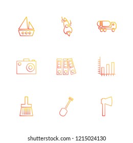 Set of 9 icons, for web, internet, mobile apps, interface design: business, finance, shopping, communication, fitness, computer, media, transportation, travel, easter, christmas, summer, device