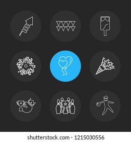 Set of 9 icons, for web, internet, mobile apps, interface design: business, finance, shopping, communication, fitness, computer, media, transportation, travel, easter, christmas, summer, device