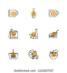 Set of 9 icons, for web, internet, mobile apps, interface design: business, finance, shopping, communication, fitness, computer, media, transportation, travel, easter, christmas, summer, device