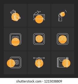 Set of 9 icons, for web, internet, mobile apps, interface design: business, finance, shopping, communication, fitness, computer, media, transportation, travel, easter, christmas, summer, device