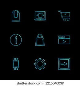 Set of 9 icons, for web, internet, mobile apps, interface design: business, finance, shopping, communication, fitness, computer, media, transportation, travel, easter, christmas, summer, device