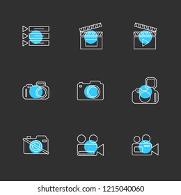 Set of 9 icons, for web, internet, mobile apps, interface design: business, finance, shopping, communication, fitness, computer, media, transportation, travel, easter, christmas, summer, device