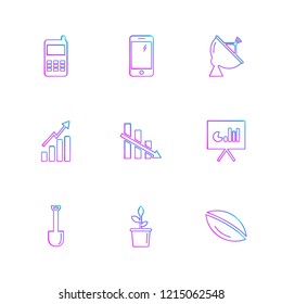 Set of 9 icons, for web, internet, mobile apps, interface design: business, finance, shopping, communication, fitness, computer, media, transportation, travel, easter, christmas, summer, device