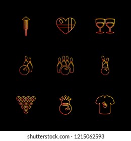 Set of 9 icons, for web, internet, mobile apps, interface design: business, finance, shopping, communication, fitness, computer, media, transportation, travel, easter, christmas, summer, device