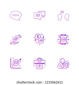 Set of 9 icons, for web, internet, mobile apps, interface design: business, finance, shopping, communication, fitness, computer, media, transportation, travel, easter, christmas, summer, device