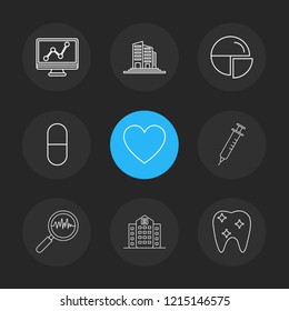 Set of 9 icons, for web, internet, mobile apps, interface design: business, finance, shopping, communication, fitness, computer, media, transportation, travel, easter, christmas, summer, device