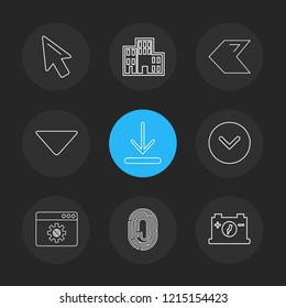 Set of 9 icons, for web, internet, mobile apps, interface design: business, finance, shopping, communication, fitness, computer, media, transportation, travel, easter, christmas, summer, device