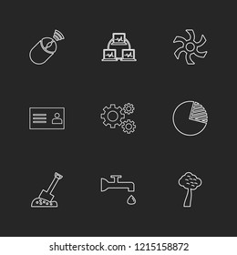 Set of 9 icons, for web, internet, mobile apps, interface design: business, finance, shopping, communication, fitness, computer, media, transportation, travel, easter, christmas, summer, device