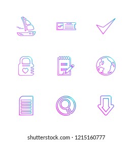 Set of 9 icons, for web, internet, mobile apps, interface design: business, finance, shopping, communication, fitness, computer, media, transportation, travel, easter, christmas, summer, device