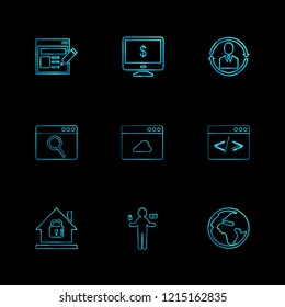 Set of 9 icons, for web, internet, mobile apps, interface design: business, finance, shopping, communication, fitness, computer, media, transportation, travel, easter, christmas, summer, device
