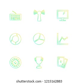 Set of 9 icons, for web, internet, mobile apps, interface design: business, finance, shopping, communication, fitness, computer, media, transportation, travel, easter, christmas, summer, device