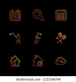 Set of 9 icons, for web, internet, mobile apps, interface design: business, finance, shopping, communication, fitness, computer, media, transportation, travel, easter, christmas, summer, device