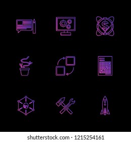 Set of 9 icons, for web, internet, mobile apps, interface design: business, finance, shopping, communication, fitness, computer, media, transportation, travel, easter, christmas, summer, device